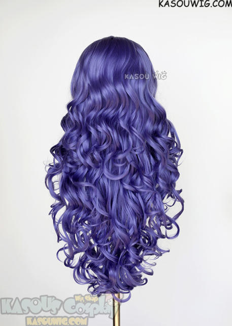 Lace Front>> Cool Purple 75cm long middle parting curly wig LFL-1/KA057