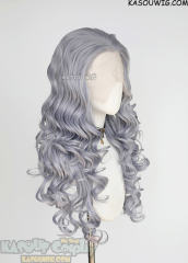 Lace Front>> Silver Lavender 75cm long middle parting curly wig LFL-1/SP26