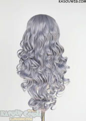 Lace Front>> Silver Lavender 75cm long middle parting curly wig LFL-1/SP26