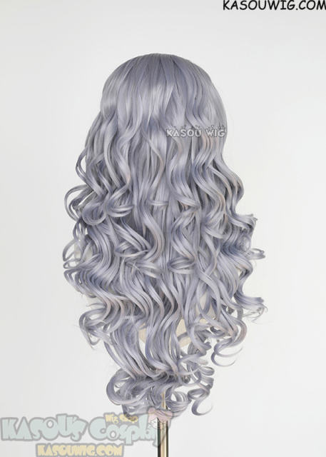Lace Front>> Silver Lavender 75cm long middle parting curly wig LFL-1/SP26