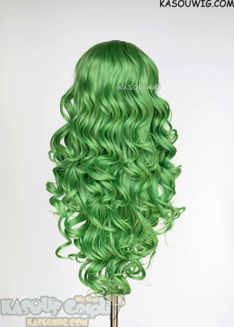 Lace Front>> Light Green 75cm long middle parting curly wig LFL-1/KA060