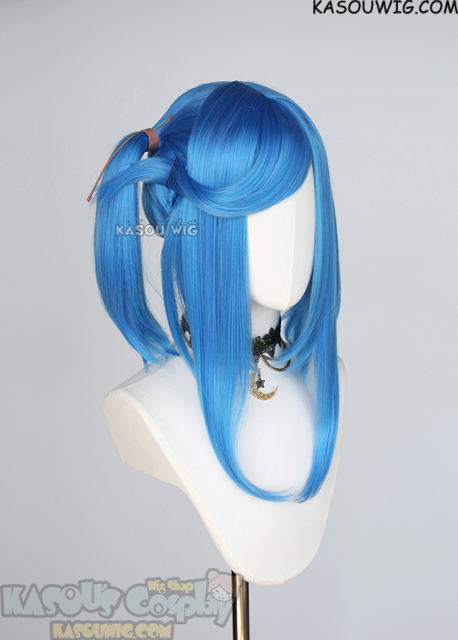 M-2 / KA048 ┇ 50CM / 19.7" Dodger Blue pigtails base wig with long bangs.