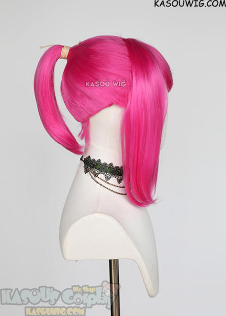 S-3 / KA035 deep pink ponytail base wig with long bangs