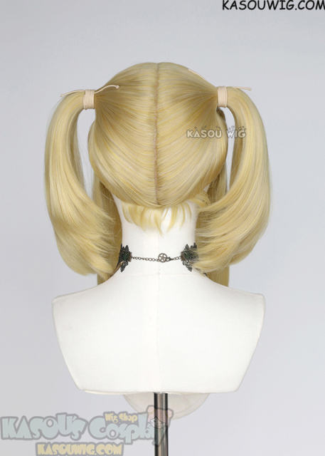 M-2/ KA010┇50CM / 19.7" light yellow blonde pigtail base wig with long bangs