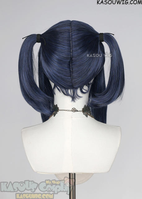 M-2 / KA051 ┇ 50CM / 19.7"  navy blue pigtails base wig with long bangs.