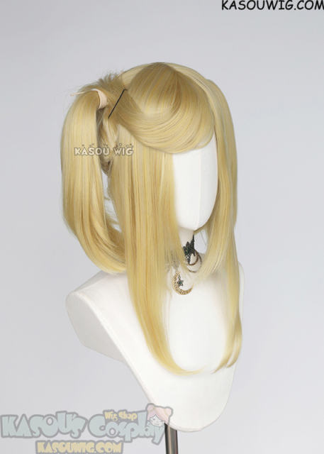 M-2/ KA010┇50CM / 19.7" light yellow blonde pigtail base wig with long bangs