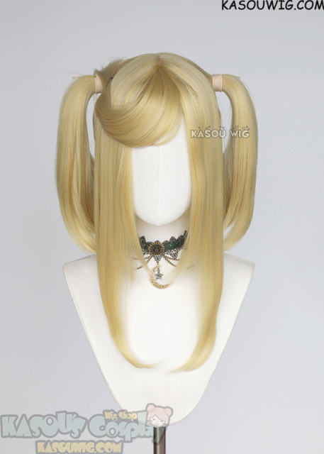 M-2/ KA010┇50CM / 19.7" light yellow blonde pigtail base wig with long bangs