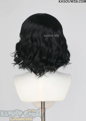 S-4 / KA032 jet black loose beach waves lolita harajuku wig with bangs 35cm