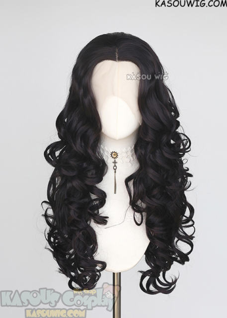Lace Front>> Deep Purple 75cm long middle parting curly wig LFL-1/SP31