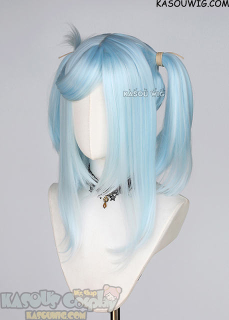 M-2/ KA045┇50CM / 19.7" Light Cyan pigtail base wig with long bangs