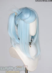 M-2/ KA045┇50CM / 19.7" Light Cyan pigtail base wig with long bangs