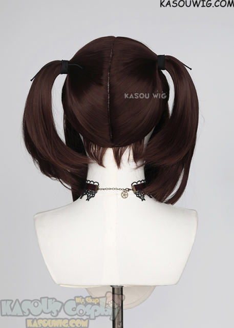 M-2/ SP07┇50CM / 19.7" Chocolate Brown pigtail base wig with long bangs