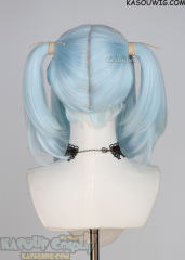 M-2/ KA045┇50CM / 19.7" Light Cyan pigtail base wig with long bangs