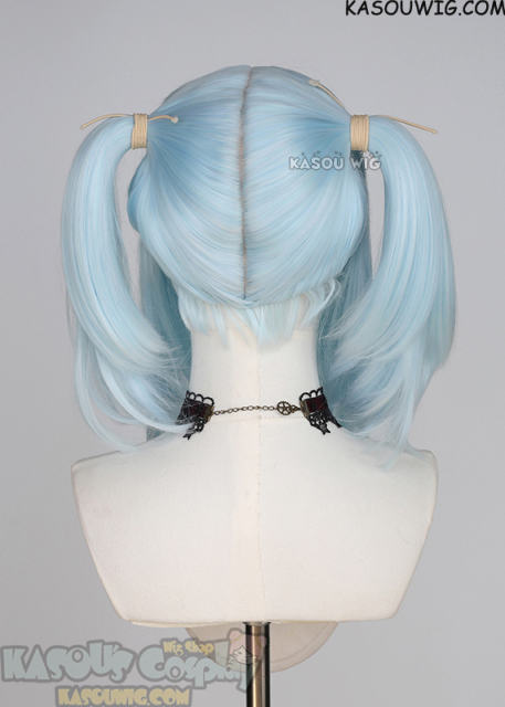 M-2/ KA045┇50CM / 19.7" Light Cyan pigtail base wig with long bangs