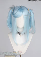 M-2/ KA045┇50CM / 19.7" Light Cyan pigtail base wig with long bangs