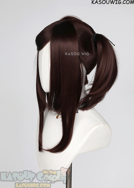 M-2/ SP07┇50CM / 19.7" Chocolate Brown pigtail base wig with long bangs