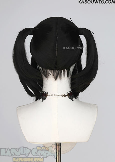 M-2/ KA031A┇50CM / 19.7" Natural Black pigtail base wig with long bangs