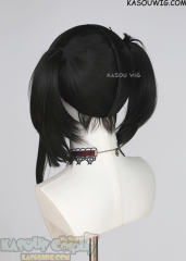 M-2/ KA031A┇50CM / 19.7" Natural Black pigtail base wig with long bangs