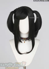 M-2/ KA031A┇50CM / 19.7" Natural Black pigtail base wig with long bangs