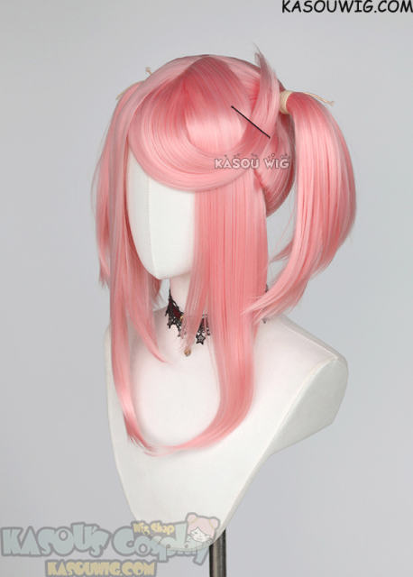 M-2/ KA033┇50CM / 19.7" Light Pink pigtail base wig with long bangs