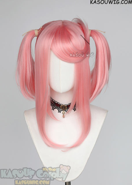 M-2/ KA033┇50CM / 19.7" Light Pink pigtail base wig with long bangs