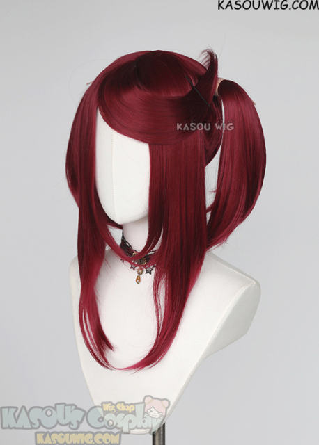 M-2 / KA043 ┇ 50CM / 19.7" Carmine Red pigtails base wig with long bangs