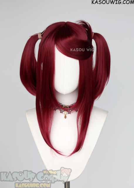 M-2 / KA043 ┇ 50CM / 19.7" Carmine Red pigtails base wig with long bangs