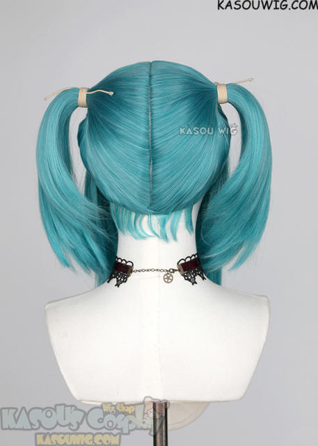 M-2/ KA059 ┇ 50CM / 19.7" teal blue green pigtails base wig with long bangs