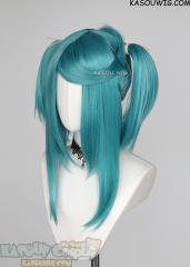 M-2/ KA059 ┇ 50CM / 19.7" teal blue green pigtails base wig with long bangs