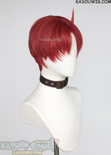 Dandadan Jiji Jin Enjoji short layered middle parted red wig