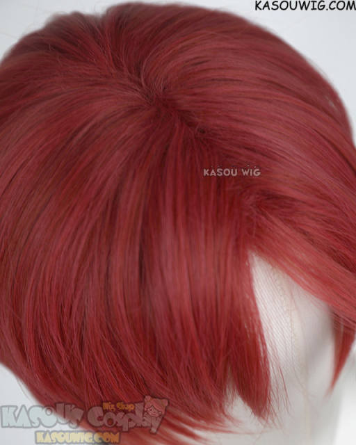 Dandadan Jiji Jin Enjoji short layered middle parted red wig