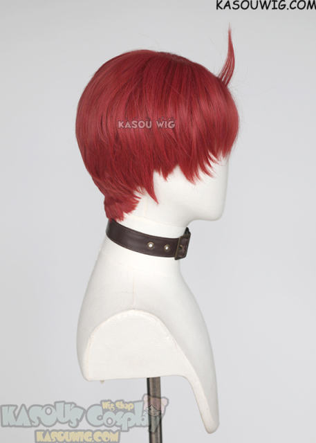 Dandadan Jiji Jin Enjoji short layered middle parted red wig