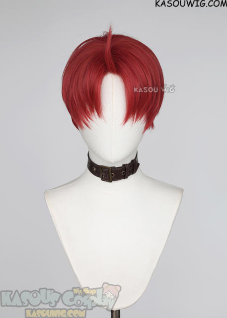 Dandadan Jiji Jin Enjoji short layered middle parted red wig