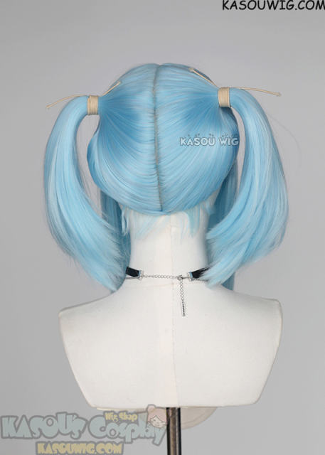 M-2 /  KA046 ┇ 50CM / 19.7" light blue pigtails base wig with long bangs