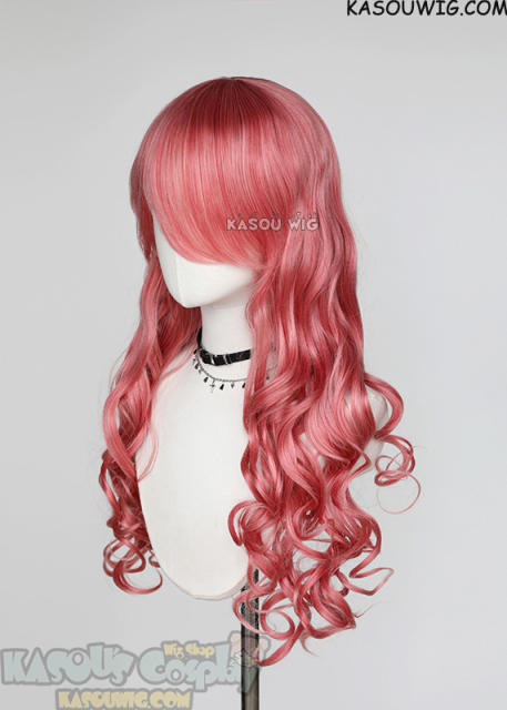 L-1 / KA036 rose pink 75cm long curly wig