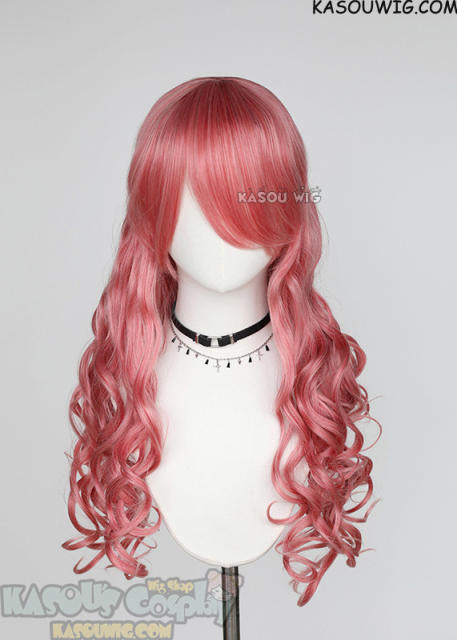 L-1 / KA036 rose pink 75cm long curly wig
