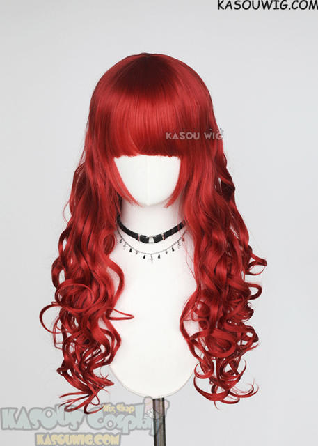 L-1 / KA042 apple red 75cm long curly wig