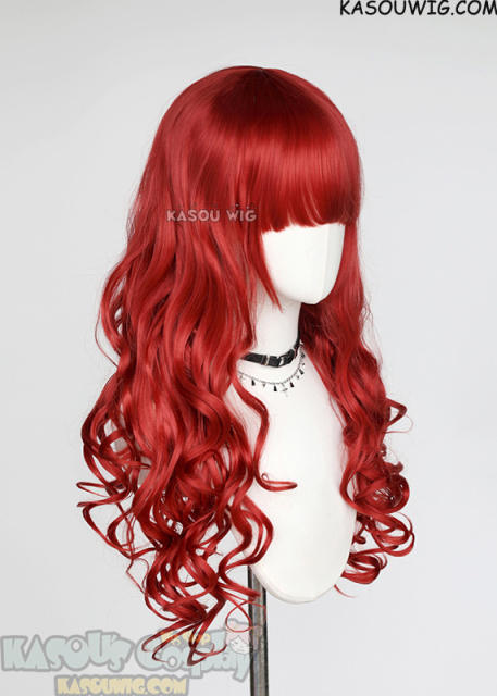 L-1 / KA042 apple red 75cm long curly wig