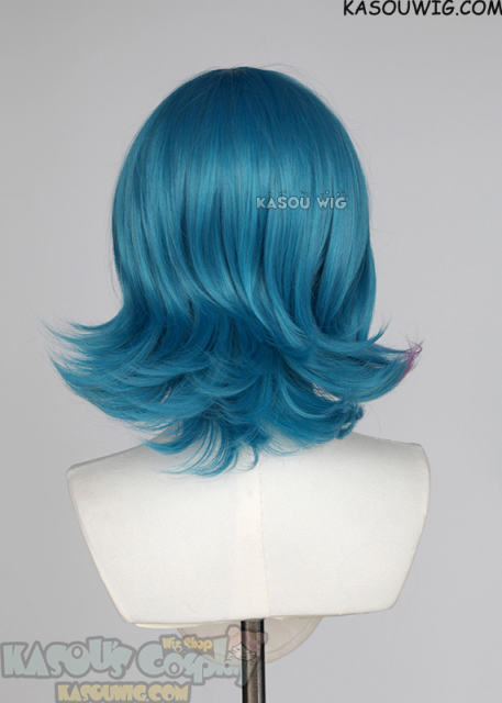 Arcane S2 Jinx short flippy blue wig with pink streaks