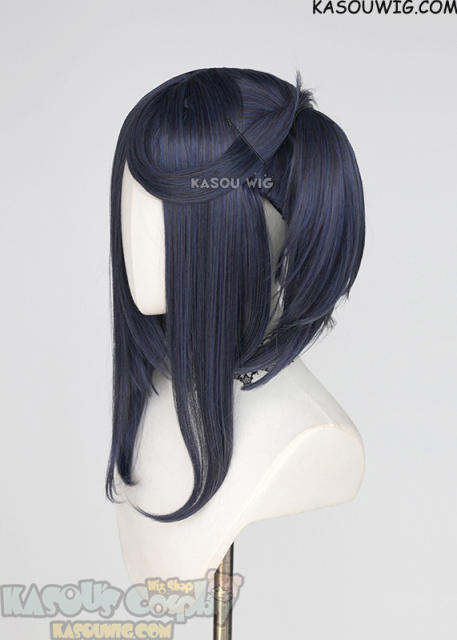M-2/ SP03┇50CM / 19.7" Deep Blue pigtail base wig with long bangs