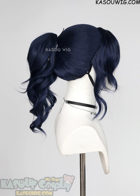 Arcane S2 Caitlyn dark blue wavy ponytail wig