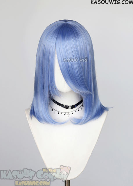 M-1/ KA055 cornflower blue long bob cosplay wig. shouder length lolita wig