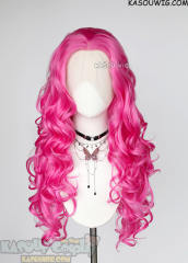 Lace Front>> Deep Pink 75cm long middle parting curly wig LFL-1/KA035