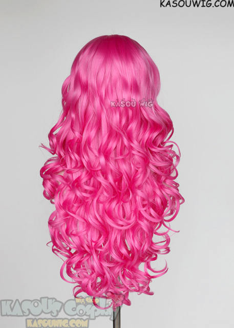 Lace Front>> Deep Pink 75cm long middle parting curly wig LFL-1/KA035