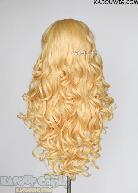 Lace Front>> Pastel Yellow 75cm long middle parting curly wig LFL-1/SP01