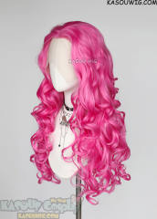 Lace Front>> Deep Pink 75cm long middle parting curly wig LFL-1/KA035