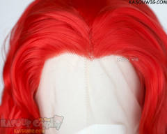Lace Front>> Bright Red 75cm long middle parting curly wig LFL-1/KA039