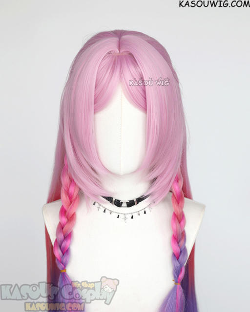 Genshin Impact Citlali 88cm long straight pink purple 3 tone ombre wig