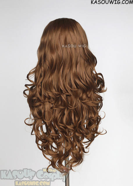 Lace Front>> Light Brown 75cm long middle parting curly wig LFL-1/KA024