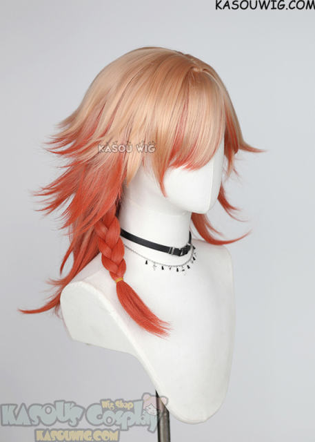 Honkai: Star Rail Mydei 50cm layered flippy peach orange ombre wig